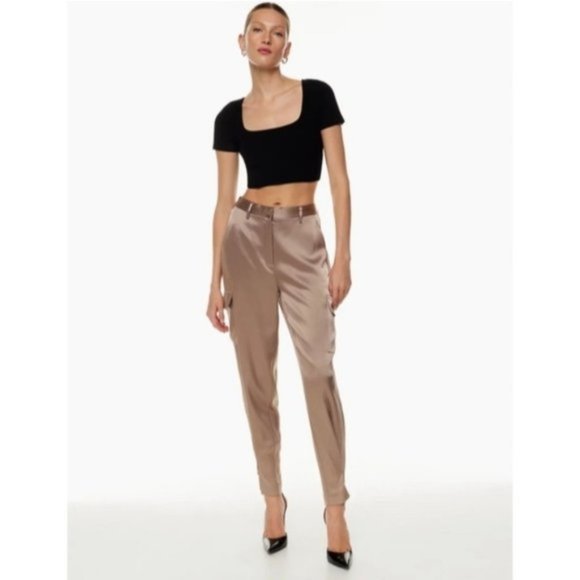 BABATON Refined Satin Cargo Pant Grey Deep Taupe Trouser Pants 0 ARITZIA - Picture 2 of 16